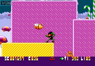 In-game screen of the game Zool - Ninja of the "Nth" Dimension on Sega Megadrive